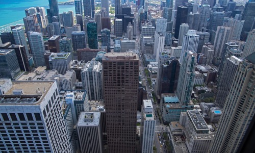 Chicago skyline view from apartment - chicago apartment view
