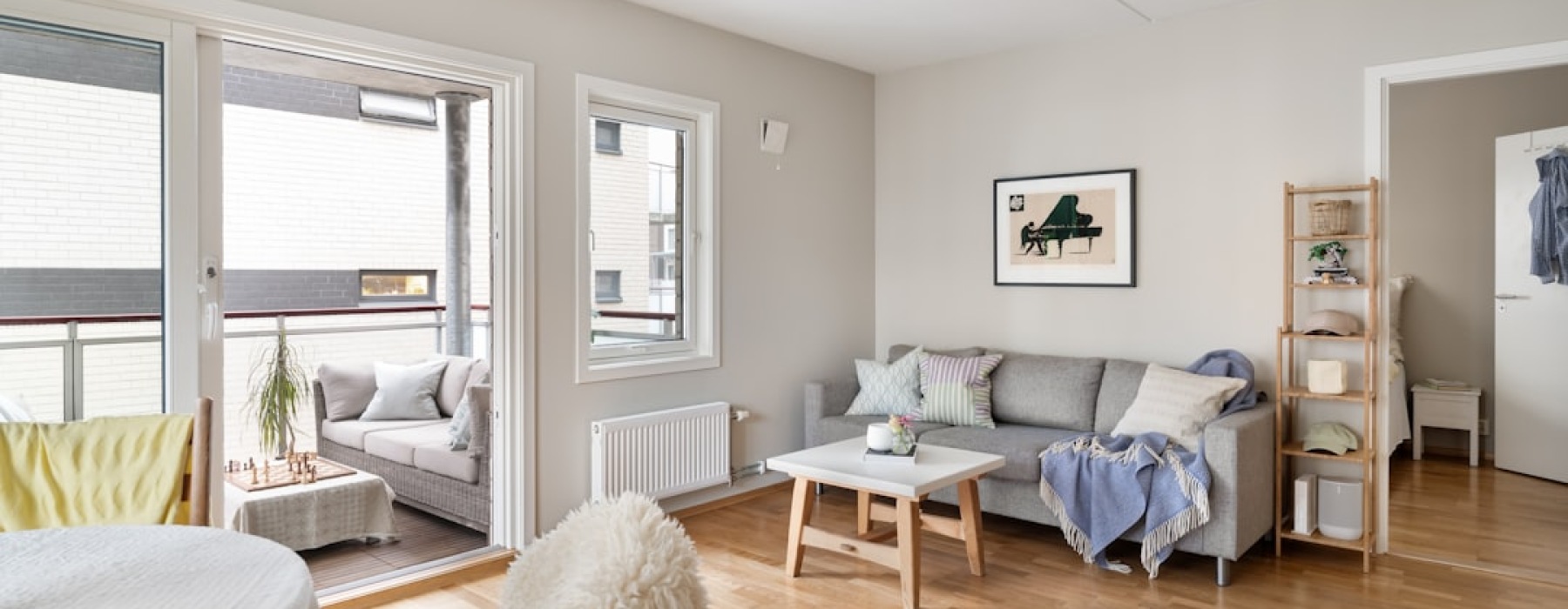 modern studio flat interior bright open plan living space